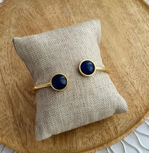 Charger l&#39;image dans la galerie, Bracelet jonc  doré  bleu  marine Acier inoxydable♡  Fait-main