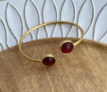 Charger l&#39;image dans la galerie, Bracelet jonc  doré  bordeaux Acier inoxydable♡  Fait-main