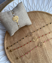 Charger l&#39;image dans la galerie, Bracelet Chainette doré  émail Noir ou Blanc Arbre de vie ❤ Fait main ❤