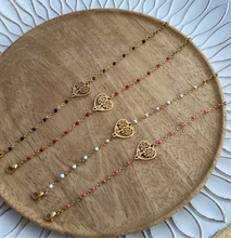 Charger l&#39;image dans la galerie, Bracelet Chainette doré  émail Noir ou Blanc Arbre de vie ❤ Fait main ❤