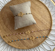 Charger l&#39;image dans la galerie, Bracelet Chainette   Acier inoxydable doré   Tortue Couleur au choix Rose Bleu Noir