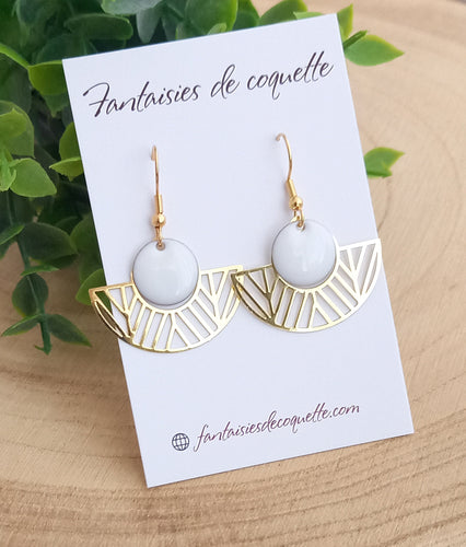 Boucles d'oreilles dorées  Stephy Blanc Fait-main