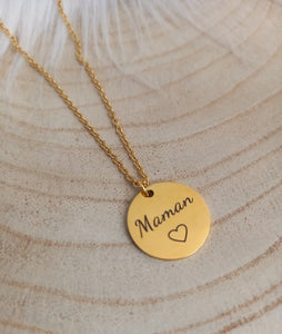 Collier   Pendentif  Maman   Acier inoxydable  doré 💗