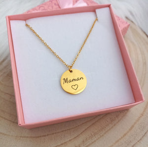 Collier   Pendentif  Maman   Acier inoxydable  doré 💗