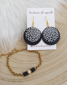 Boucles d'oreilles   Lory   cuir Noir ❤ Fait main ❤ Création unique