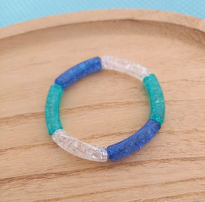 Bracelet  Tendance  perles tubes   Cristal  Bleu Blanc Turquoise ❤ Fait main ❤