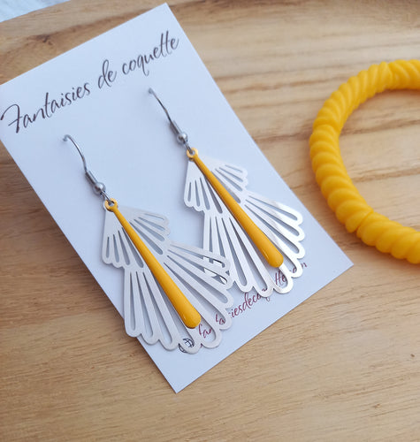 Boucles d'oreilles    argentées jaune