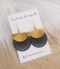 Charger l&#39;image dans la galerie, Boucles d&#39;oreilles  Jody noir doré  ❤ Fait main ❤