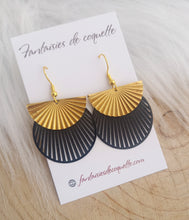 Charger l&#39;image dans la galerie, Boucles d&#39;oreilles  Jody noir doré  ❤ Fait main ❤