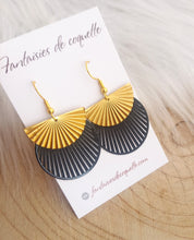 Charger l&#39;image dans la galerie, Boucles d&#39;oreilles  Jody noir doré  ❤ Fait main ❤