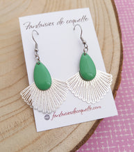 Charger l&#39;image dans la galerie, Boucles d&#39;oreilles argentées Starlette 🌟 Vert menthe  🌟