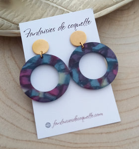 Boucles d'oreilles  Clous  Acier inoxydable Doré Résine ❤ Idée cadeau