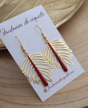 Charger l&#39;image dans la galerie, Boucles d&#39;oreilles  dorées Palma   Rouge ❤ Fait main ❤