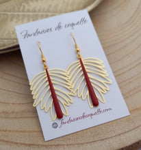 Charger l&#39;image dans la galerie, Boucles d&#39;oreilles  dorées Palma   Rouge ❤ Fait main ❤