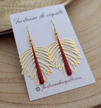 Charger l&#39;image dans la galerie, Boucles d&#39;oreilles  dorées Palma   Rouge ❤ Fait main ❤