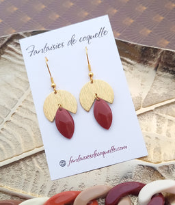 Boucles d'oreilles    Acier inoxydable Doré Bordeaux  ❤ Idée cadeau