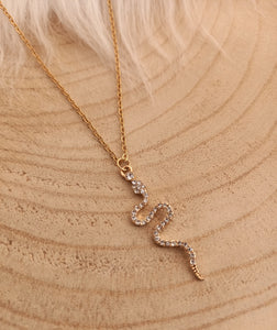 Collier   acier inoxydable doré Pendentif  Serpent  doré ❤