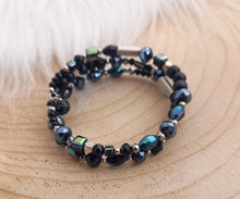 Charger l&#39;image dans la galerie, Bracelet Spirale   Perles    Noir Argenté ❤ Fait main ❤