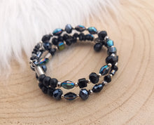 Charger l&#39;image dans la galerie, Bracelet Spirale   Perles    Noir Argenté ❤ Fait main ❤