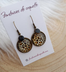 Boucles d'oreilles  Pendantes illustrées léopard  ❤ Fait main ❤