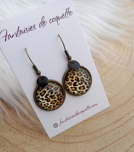 Boucles d'oreilles  Pendantes illustrées léopard  ❤ Fait main ❤