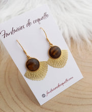 Charger l&#39;image dans la galerie, Boucles d&#39;oreilles dorées  🌟 Starlette  🌟 ❤ Fait main ❤ Marron doré