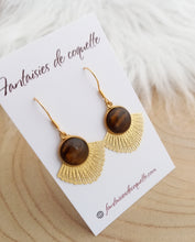 Charger l&#39;image dans la galerie, Boucles d&#39;oreilles dorées  🌟 Starlette  🌟 ❤ Fait main ❤ Marron doré