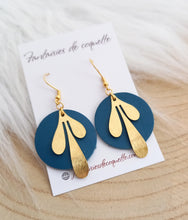 Charger l&#39;image dans la galerie, Boucles d&#39;oreilles   cuir Bleu pétrole  ❤ Fait main ❤ Création unique