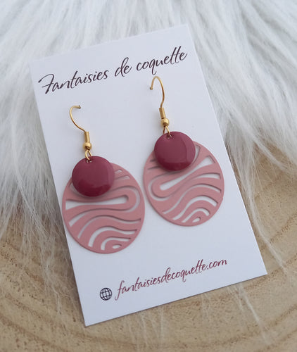 Boucles d'oreilles   Vieux rose  doré  ❤