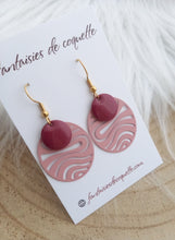 Charger l&#39;image dans la galerie, Boucles d&#39;oreilles   Vieux rose  doré  ❤