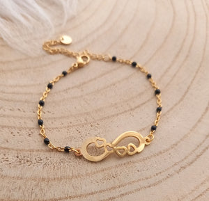 Bracelet Infini     acier inoxydable doré  émail noir   ❤ Fait main ❤