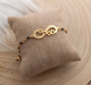 Bracelet Infini     acier inoxydable doré  émail noir   ❤ Fait main ❤