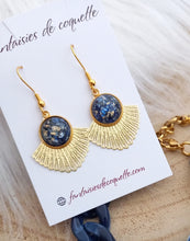 Charger l&#39;image dans la galerie, Boucles d&#39;oreilles dorées Starlette 🌟 Bleu foncé   🌟