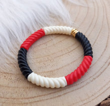 Charger l&#39;image dans la galerie, Bracelet  Tendance  perles tubes  Noir Blanc Rouge  doré   ❤ Fait main ❤