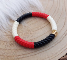 Charger l&#39;image dans la galerie, Bracelet  Tendance  perles tubes  Noir Blanc Rouge  doré   ❤ Fait main ❤