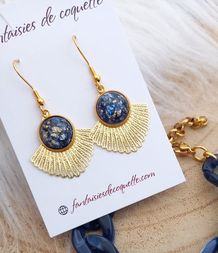 Boucles d'oreilles dorées Starlette 🌟 Bleu foncé   🌟