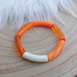 Bracelet  Tendance  perles tubes  Orange doré   ❤ Fait main ❤