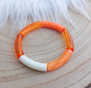 Bracelet  Tendance  perles tubes  Orange doré   ❤ Fait main ❤