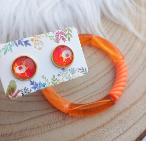 Bracelet  Tendance  perles tubes  Orange doré   ❤ Fait main ❤