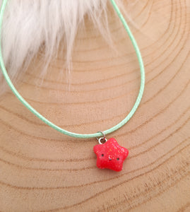 Collier  enfant  Etoile filante rose  ❤  Fait main ❤ Pâte polymère