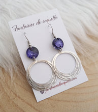 Charger l&#39;image dans la galerie, Boucles d&#39;oreilles  argentées Mauve  violet ❤