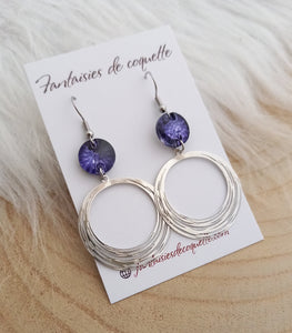 Boucles d'oreilles  argentées Mauve  violet ❤