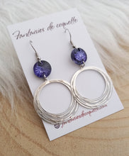 Charger l&#39;image dans la galerie, Boucles d&#39;oreilles  argentées Mauve  violet ❤