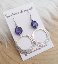 Charger l&#39;image dans la galerie, Boucles d&#39;oreilles  argentées Mauve  violet ❤