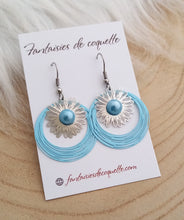 Charger l&#39;image dans la galerie, Boucles d&#39;oreilles argentées Fleur céramique 🌟 Bleu 🌟