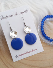 Charger l&#39;image dans la galerie, Boucles d&#39;oreilles Cristal     Bleu    Argenté Fait-main   💗