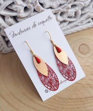 Charger l&#39;image dans la galerie, Boucles d&#39;oreilles    Acier inoxydable Doré rouge ❤ Idée cadeau