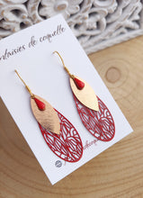 Charger l&#39;image dans la galerie, Boucles d&#39;oreilles    Acier inoxydable Doré rouge ❤ Idée cadeau