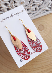 Boucles d'oreilles    Acier inoxydable Doré rouge ❤ Idée cadeau