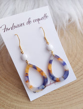 Charger l&#39;image dans la galerie, Boucles d&#39;oreilles    Acier inoxydable Doré Résine jaune bleu ❤ Idée cadeau